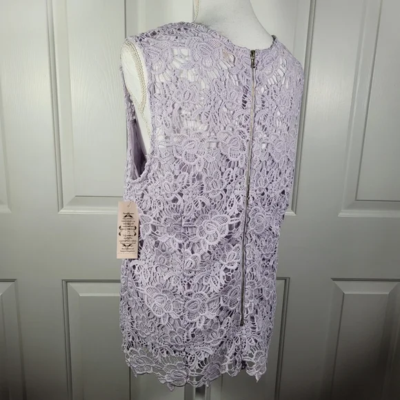 NWT Nanette Lapore Lace Sleeveless Top in Lavender Purple Zipper in Back - Picture 10 of 17